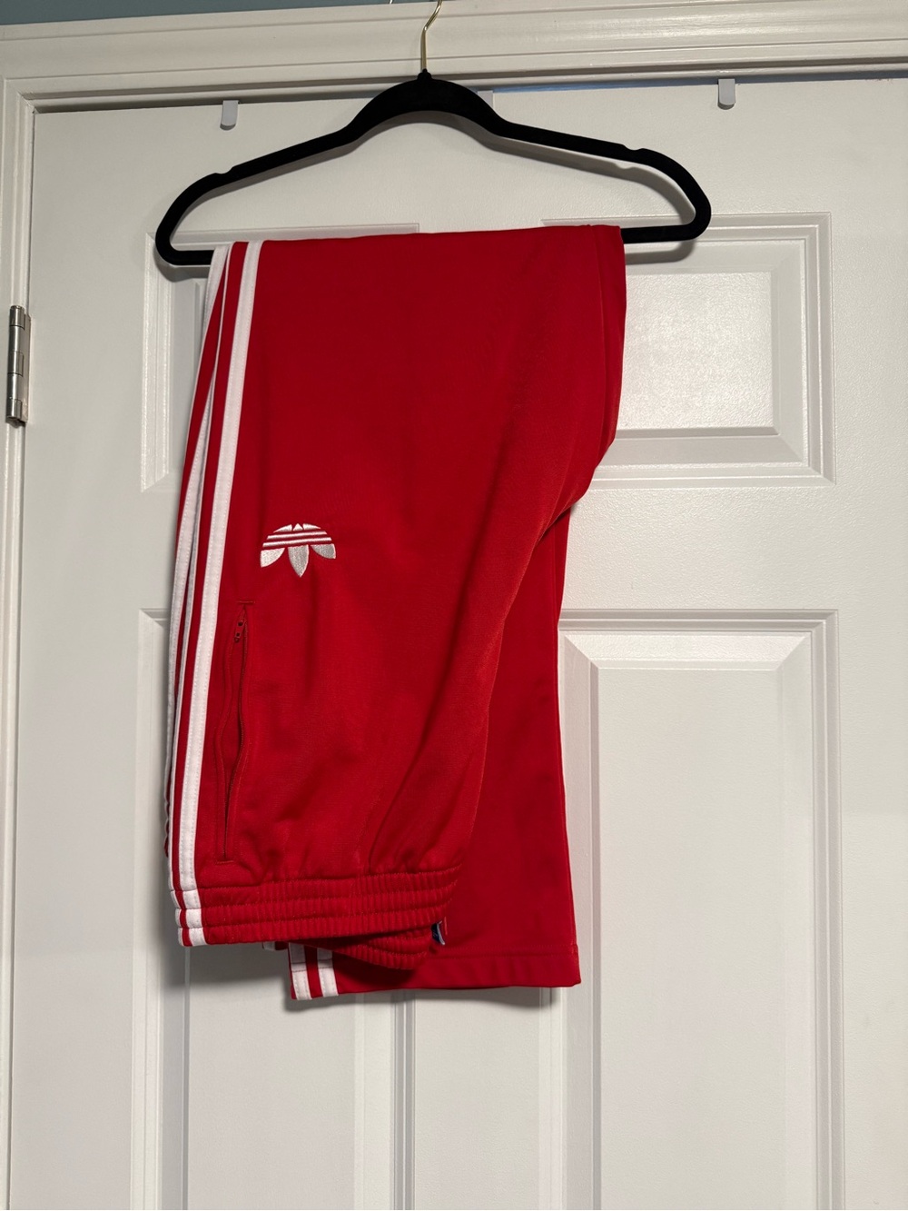 adidas Red Joggers with White